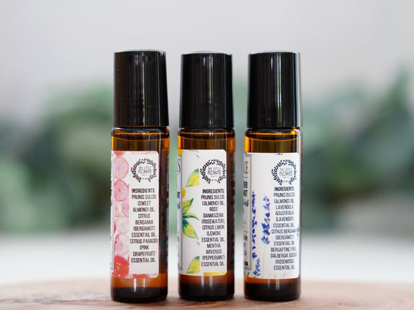 Happy, Focus & Peace Essential Oil Roll-On Set of 3 - Little Flower Soap Coaromatherapy gift setessential oil giftsessential oil roll on setEssential Oils