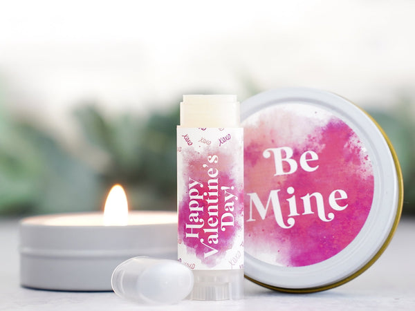 Happy Valentines Day Chapstick & Candle Set - Little Flower Soap Cobe minecortinagift setFavors