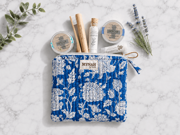 Indigo Blue Quilted Coin Pouch | Mini Wallet | Purse Organizer - Little Flower Soap Cocosmetic bagcosmetic casecosmetic pouchbag