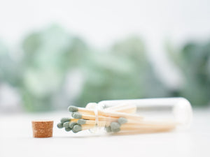 Juniper Green Matches in Small Corked Vial - Little Flower Soap Co