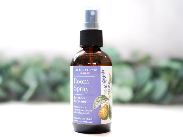 Lavender Bergamot Essential Oil Room Spray - Little Flower Soap Cobathroom accessoriesbergamotessential oil giftsRoom Spray