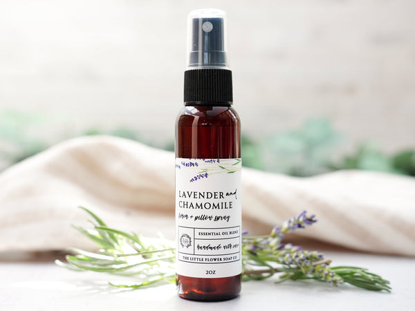 Lavender Chamomile Pillow Mist - Essential Oil Linen Spray - Little Flower Soap Cochamomilechamomile essential oilcortinapillow spray