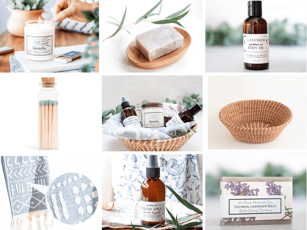 Lavender Favorites Gift Basket - Little Flower Soap Cogift noteHandmade Mother's Day giftsHappy Mother's DaySpa Gift Box