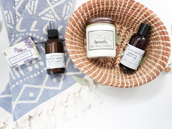 Lavender Favorites Gift Basket - Little Flower Soap Cogift noteHandmade Mother's Day giftsHappy Mother's DaySpa Gift Box