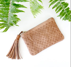 Leather Cosmetic Case - Blossom Tassel Pouch - Little Flower Soap Co