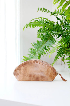 Leather Cosmetic Pouch - Blossom Travel Case - Little Flower Soap Co