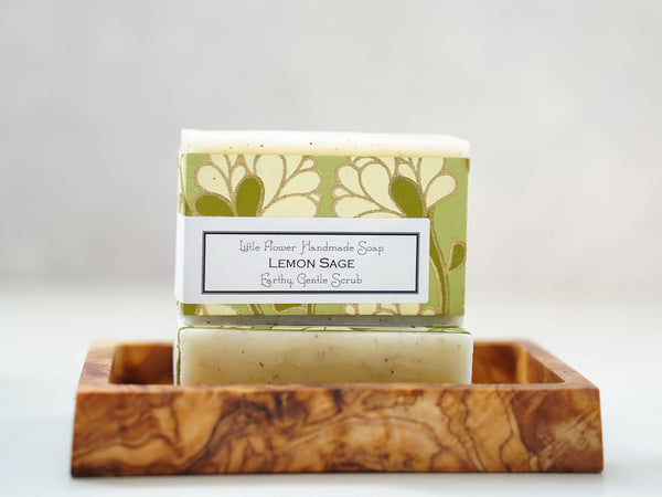 Lemon Sage Apricot Scrub - Handmade Bar Soap - Little Flower Soap Co