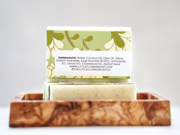 Lemon Sage Apricot Scrub - Handmade Bar Soap - Little Flower Soap Co