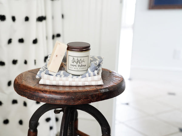 Lemon Verbena Essential Oil - 8oz Soy Wax Candle - Little Flower Soap Co