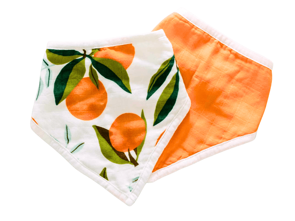 Little Cutie Muslin Bib Set of 2 - Orange Blossom Baby Shower - Little Flower Soap Co