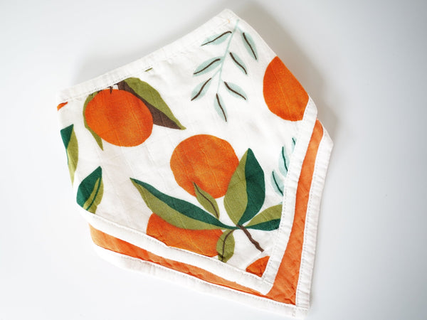 Little Cutie Muslin Bib Set of 2 - Orange Blossom Baby Shower - Little Flower Soap Co