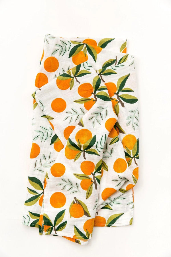 Little Cutie Muslin Swaddle - Orange Blossom Baby Wrap - Little Flower Soap Co
