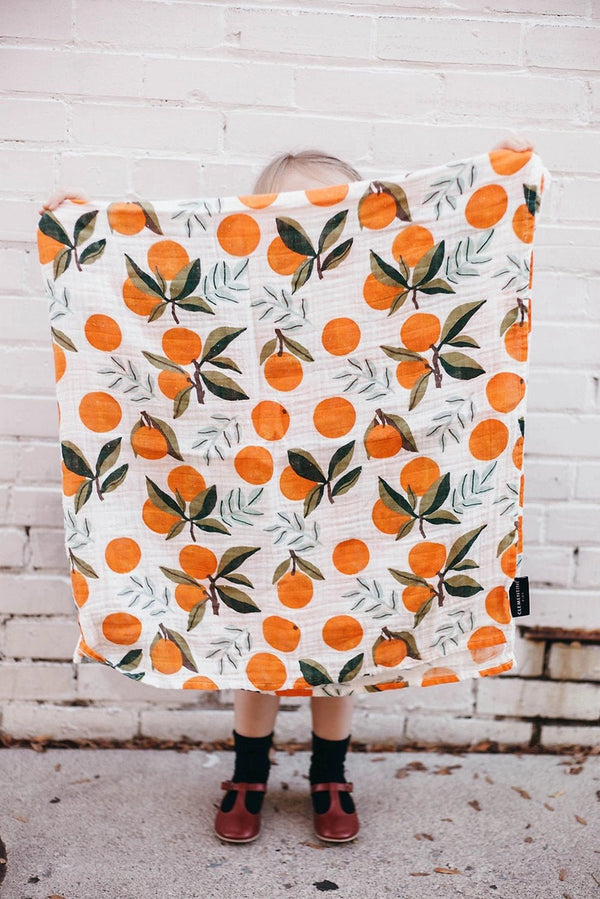 Little Cutie Muslin Swaddle - Orange Blossom Baby Wrap - Little Flower Soap Co