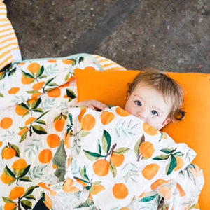 Little Cutie Muslin Swaddle - Orange Blossom Baby Wrap - Little Flower Soap Co