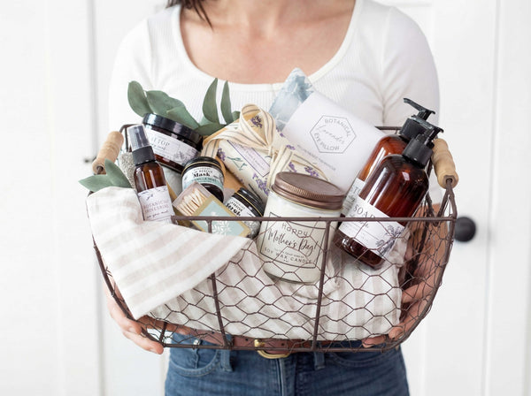 happy mothers day luxury spa gift basket soap candle scrub mask mist eye pillow handmade in the usa essential oils only