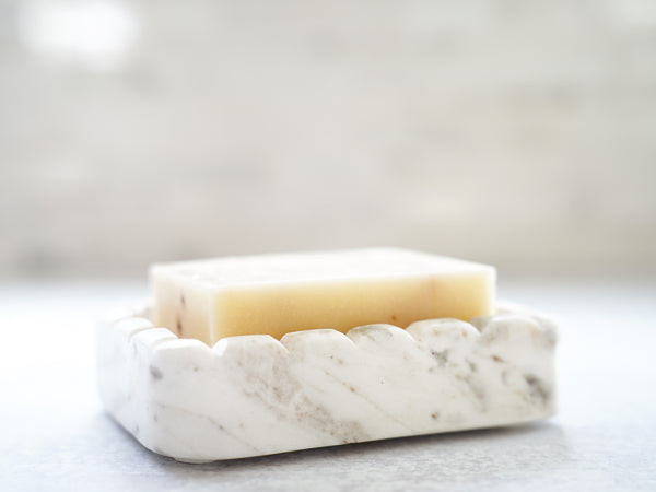 Hand Carved Marble Scalloped Soap Dish