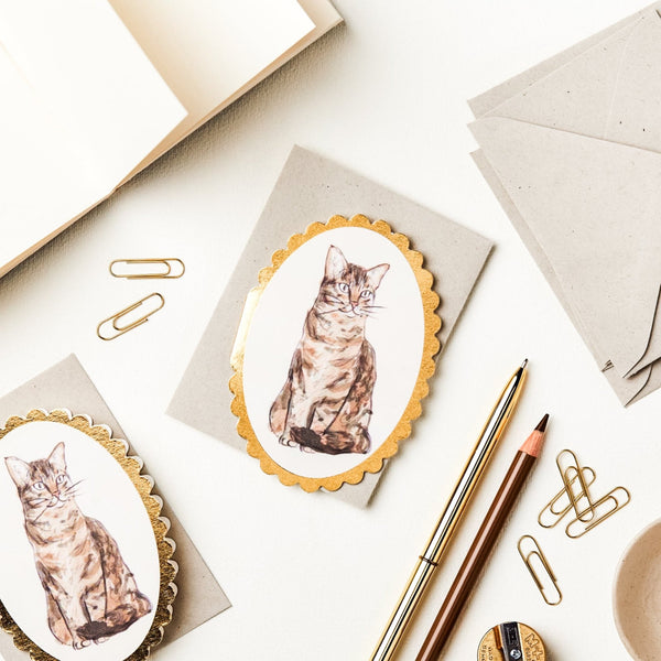 Mini Card - Tabby Cat - Little Flower Soap Co