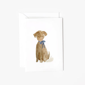 mini greeting card of dog with bow by emily lex studio watercolor print
