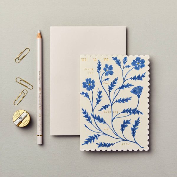 Mum thank you card - Blue Floral - Little Flower Soap Co