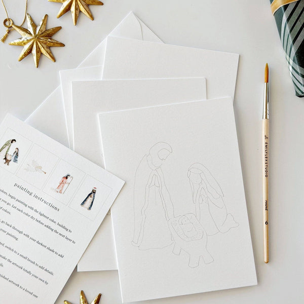 Nativity Paintable Watercolor Note Card Set - Little Flower Soap Coartart suppliesart-activityart supplies