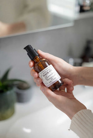 Nourish + Repair Hair Oil with Argan & Camellia - Lavender Bergamot - Little Flower Soap Cohair oillavenderlavender aromatherapyhair