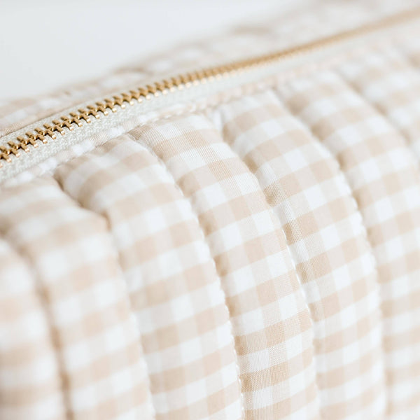 Oatmeal and Ivory Gingham Cosmetic Pouch - Travel - Little Flower Soap Cobeigecosmetic bagcosmetic casebag