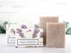 Oatmeal Lavender Sage - Large Bar Soap 6oz - Little Flower Soap Co