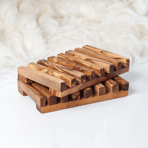 Olive Wood Slatted Soap Dish – Self - Draining & Naturally Beautiful - Little Flower Soap Co