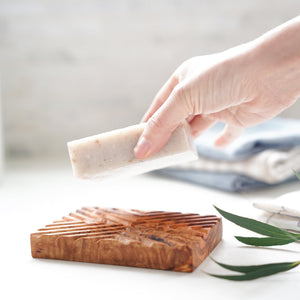 Olive Wood Soap Dish - IKAT - Little Flower Soap Co