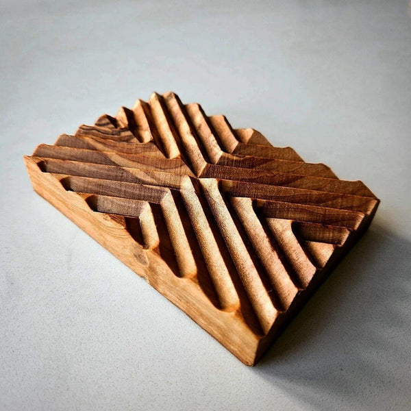 Olive Wood Soap Dish - IKAT - Little Flower Soap Co