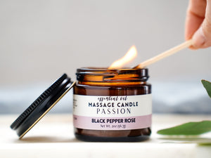 Passion Massage Oil Candle - Black Pepper Rose - Little Flower Soap Co