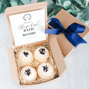 Pink Grapefruit Bath Bombs - Gift Set of 4 - Little Flower Soap Co