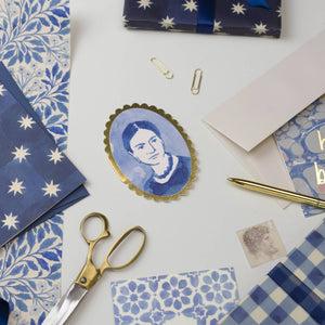 Portrait Mini Card - Blue & Gold Scalloped - Little Flower Soap Co
