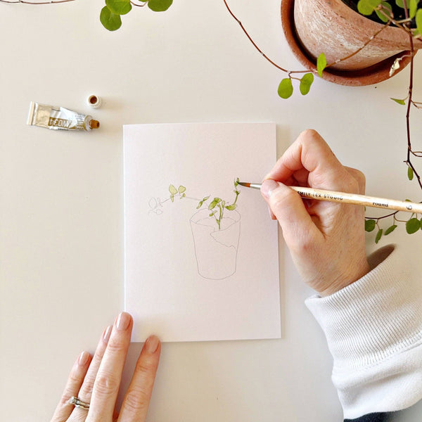 Potted Plants Paintable Watercolor Note Card Set - Little Flower Soap Co