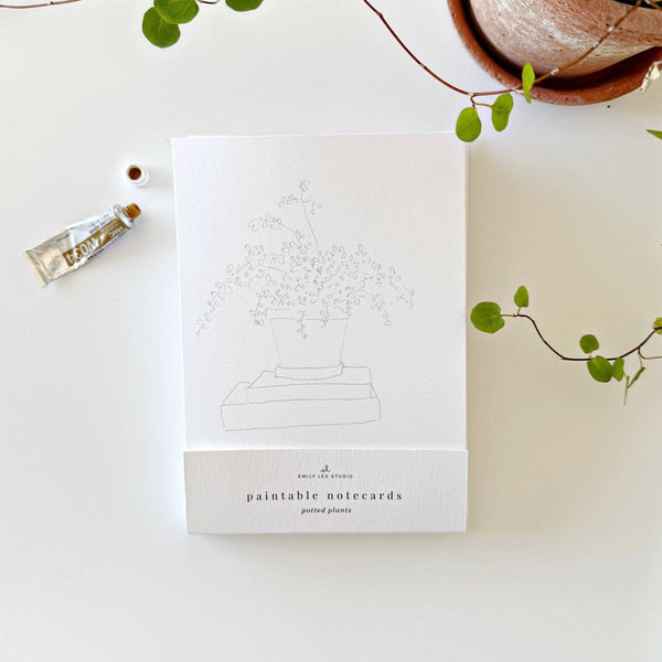 Potted Plants Paintable Watercolor Note Card Set - Little Flower Soap Co