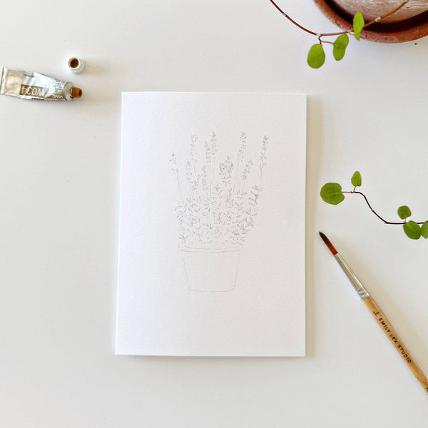 Potted Plants Paintable Watercolor Note Card Set - Little Flower Soap Co