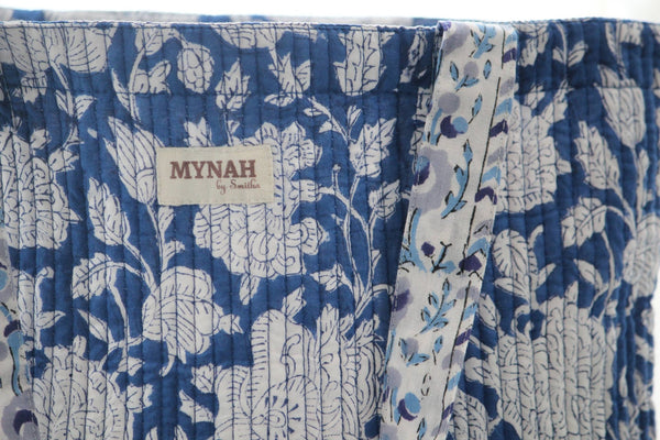 Quilted Tote - Reversible Indigo floral bag - Little Flower Soap Cobagblock printfloralbag