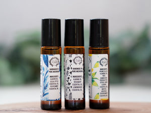 Renew, Cleanse & Focus Essential Oil Roll-On Set of 3 - Little Flower Soap Coaromatherapy gift setessential oil giftsessential oil roll on setEssential Oils