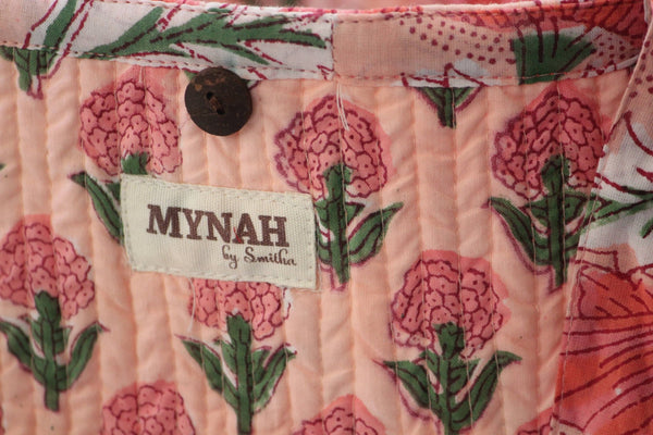 Reversible Quilted Tote Bag - Coral Poppy Print | Laptop Tote - Little Flower Soap Coblock-printgifthandcrafted