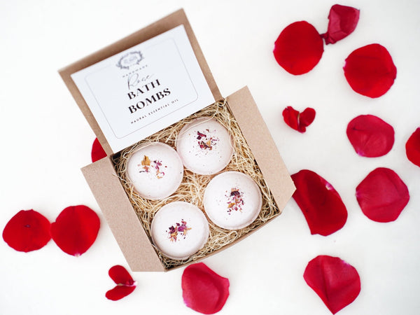 Rose Bath Bombs - Gift Set of 4 - Little Flower Soap Co