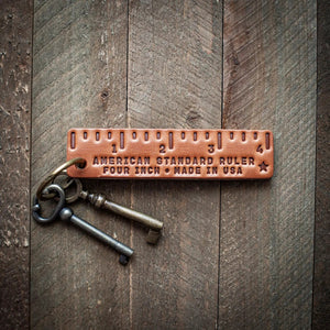Ruler Tool Leather Keychain - Stocking stuffers - Little Flower Soap Co