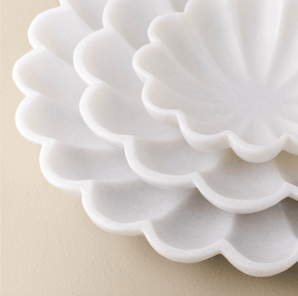 Scalloped Marble Lotus Bowl - Little Flower Soap Coaccent bowlgifthome decorHome Décor
