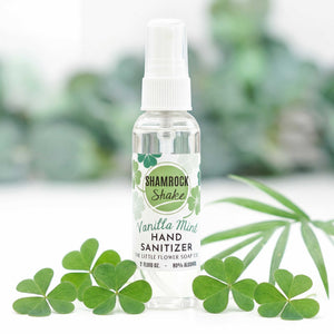 Shamrock Shake Hand Sanitizer - 2oz Vanilla Mint Scent - Little Flower Soap Co80% alcoholAlcohol based hand sanitizerantibacterial spraysHand Sanitizer