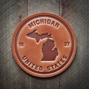 State of Michigan Leather Coaster - Little Flower Soap Co