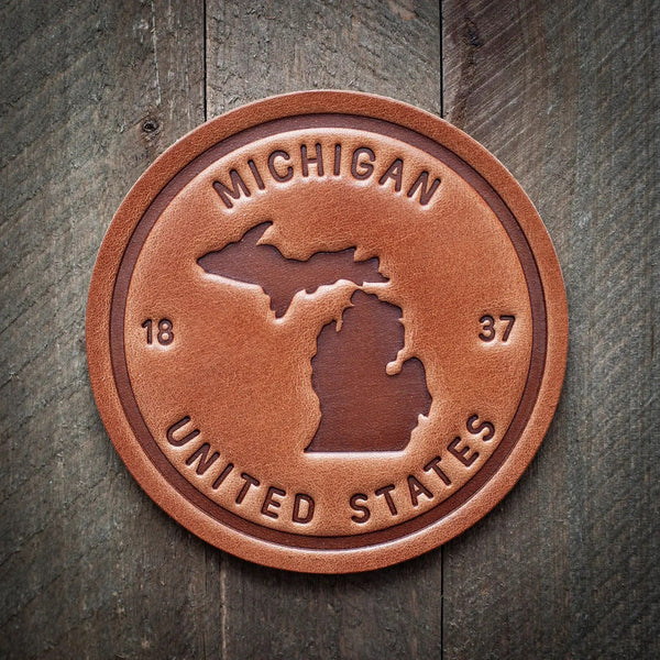 State of Michigan Leather Coaster - Little Flower Soap Co