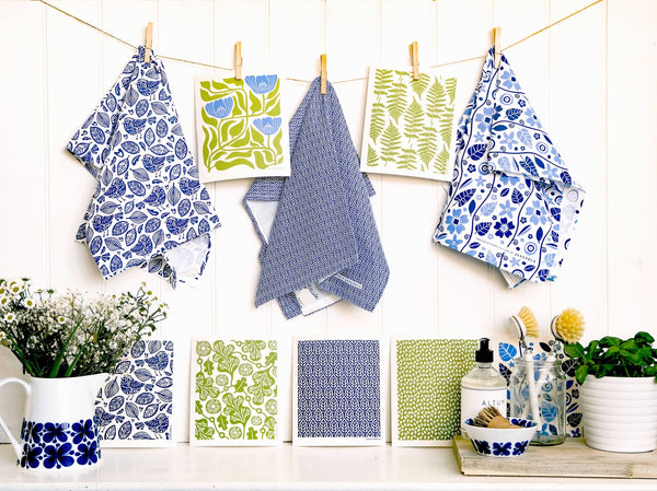 Swedish Dishcloth - Flower - Green/Blue - Little Flower Soap Cocleaningeco consciouseco friendlycleaning