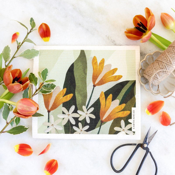 Swedish Dishcloth - Happy Lilies - Little Flower Soap Co