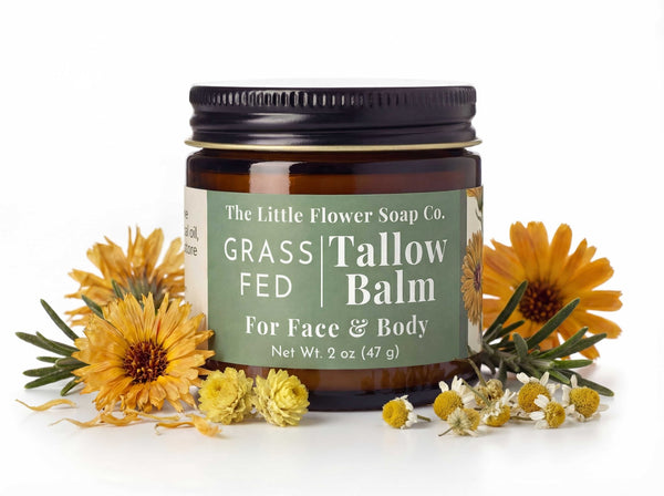 Tallow Balm for Dry Skin | Natural Grass - Fed Moisturizer - Little Flower Soap CoFace Care