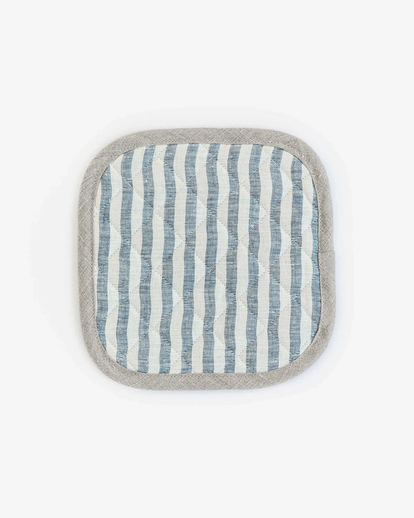 Linen Pot-Holder in Striped in Blue