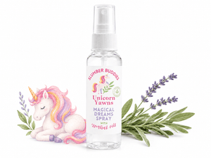 Unicorn themed kids bedtime ritual sweet dreams essetial oil pillow spray 2oz bottle with bubblegum scent